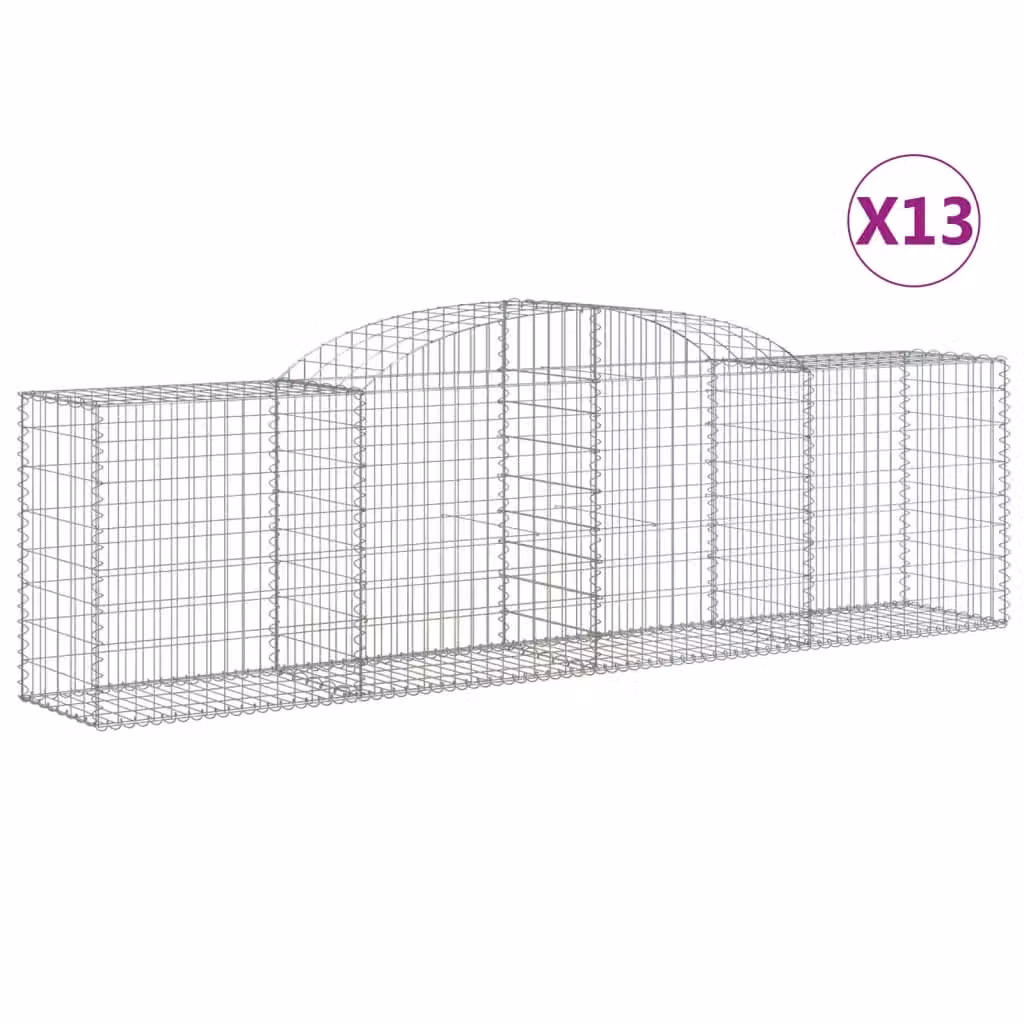 Berkfield Home Arched Gabion Baskets, 13 Piece Set, Silver Galvanised Steel, W: 300 cm, D: 50 cm, H: 80-100 cm – 2