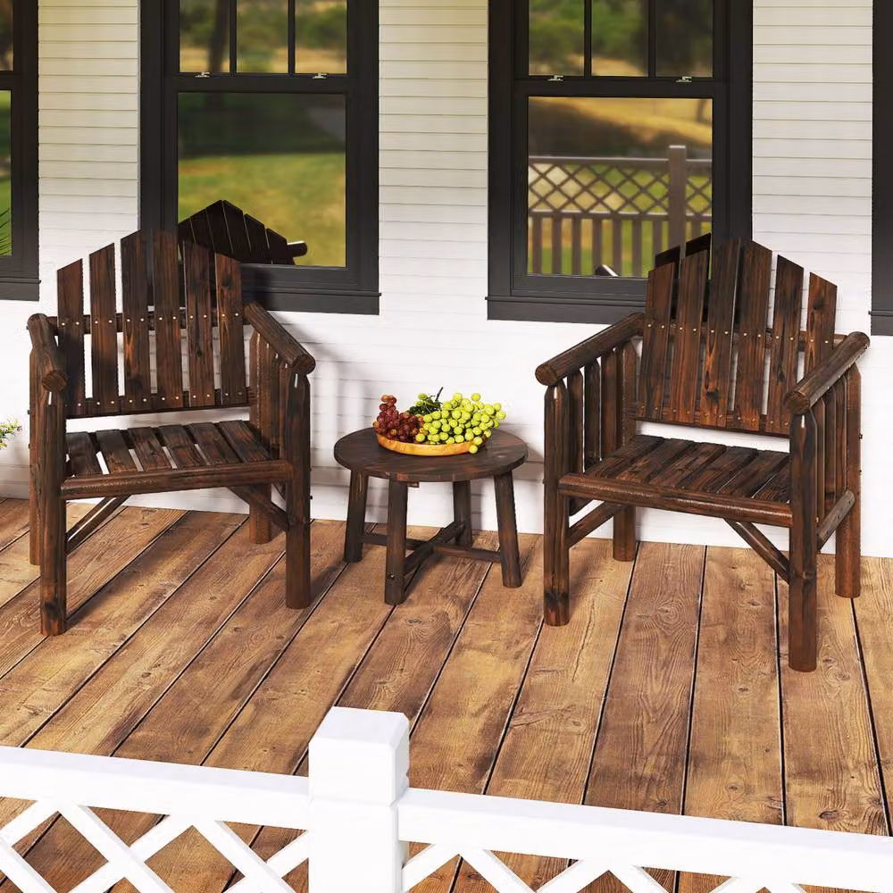 Costway Brown Wooden Outdoor Armchair for Patio and Garden – 6
