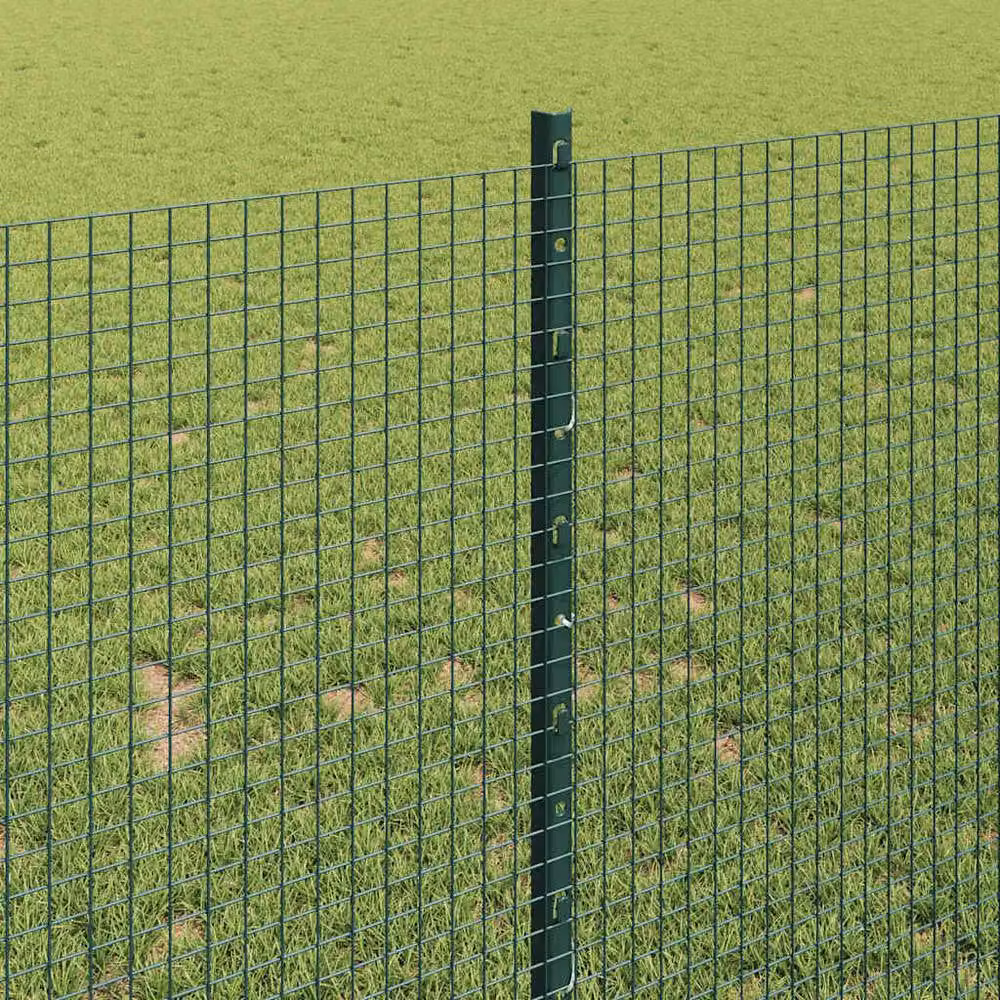 Berkfield Set of 2 Green PVC-Coated Metal Garden Fence Panels, W: 1 m, H: 2 m – 3