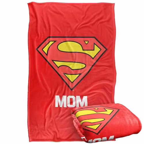 Warner Bros. Superman Super Mom Mother's Day Silky Touch Super Soft Fleece Throw Blanket, Multicolour, W: 91.44 cm, D: 147 cm