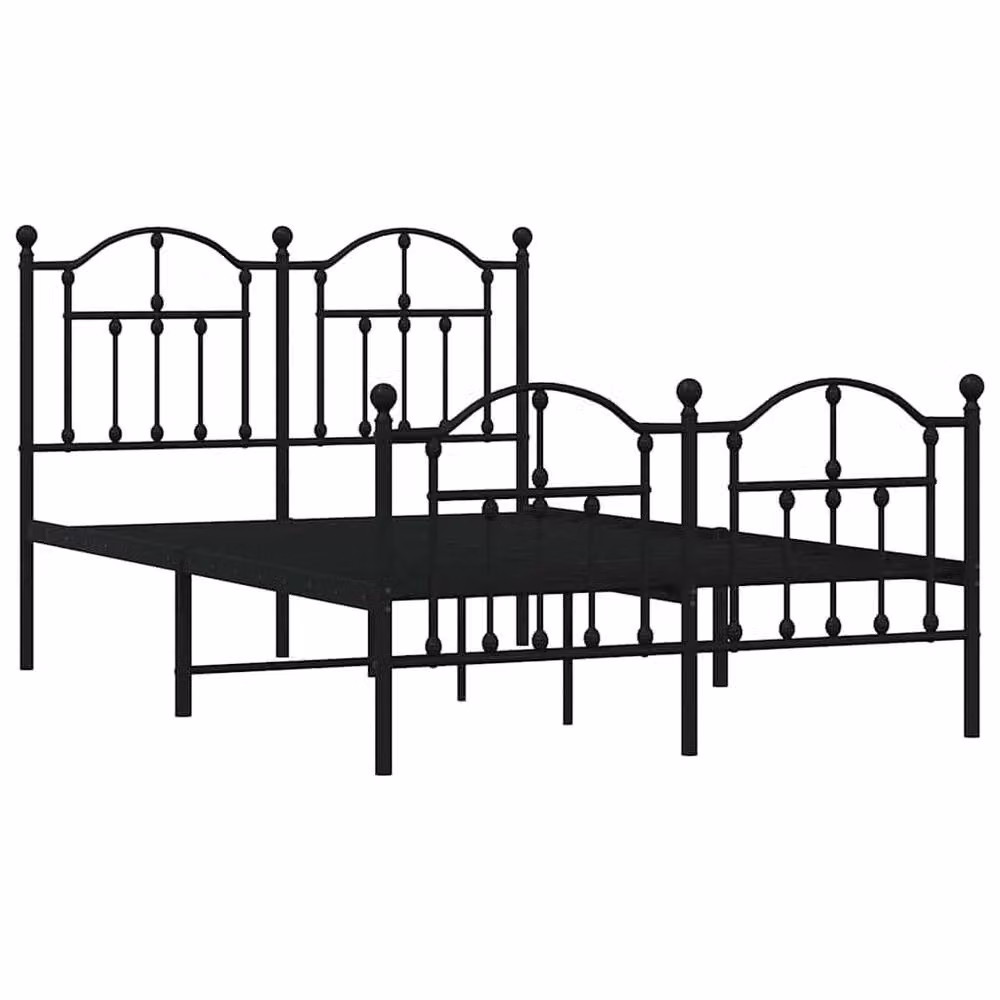 Berkfield Home Metal Bed Frame with Headboard and Footboard in Black, W/D/H: 120 x 200 cm – 3