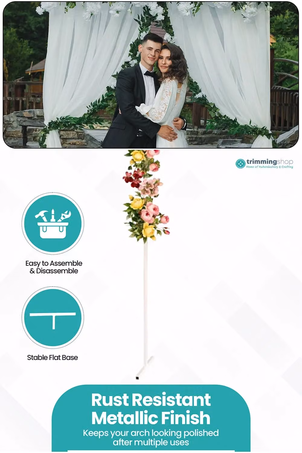 Neel Blue Square Arch Metal Party Backdrop Stand, White, W/H: 200 x 200 cm – 2