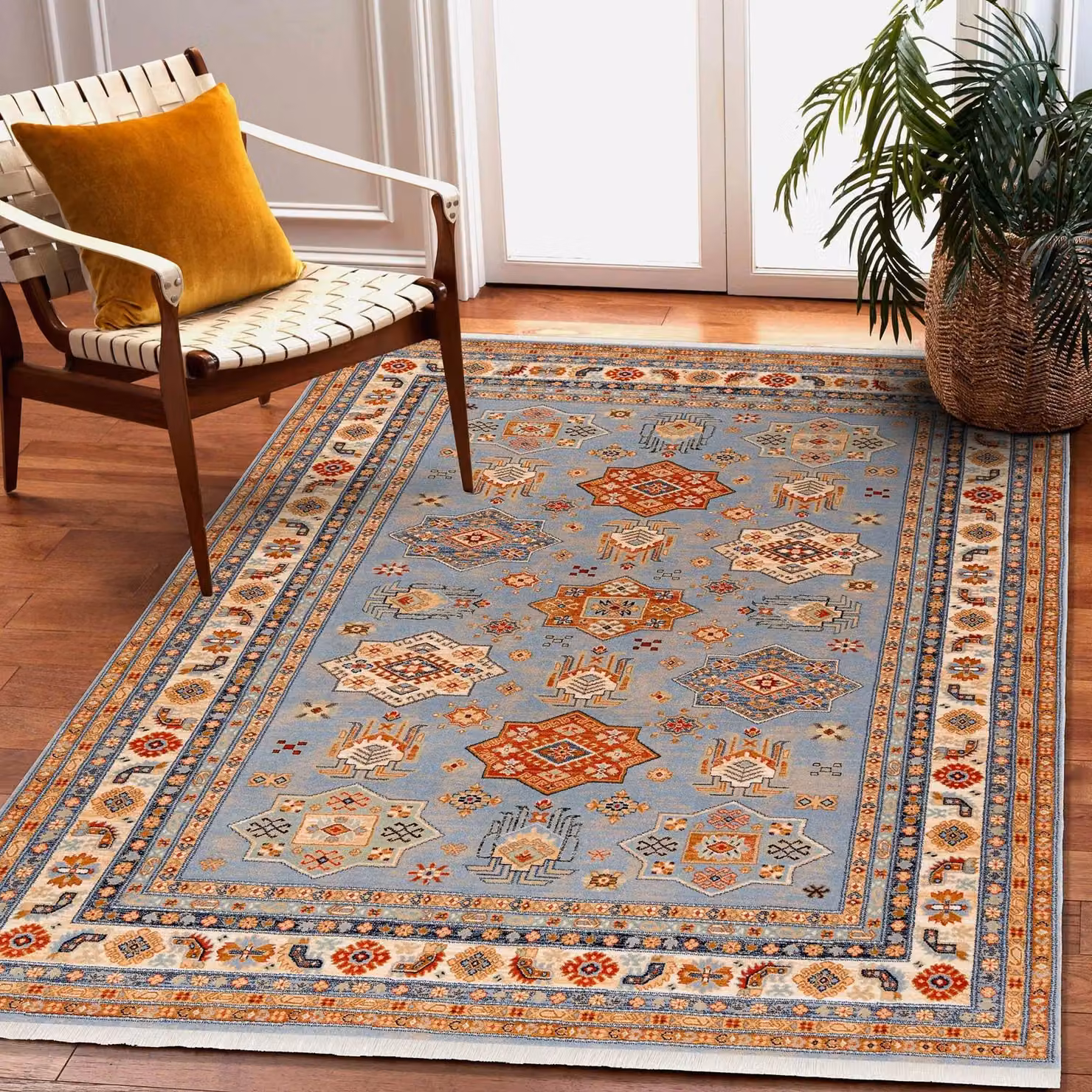 RugsX Oriental Wool Keshan Rug in Beige and Multicolour, W: 80 cm, L: 145 cm – 2