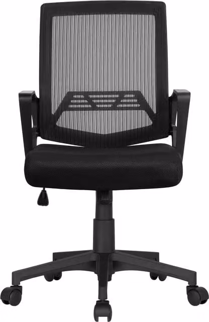 Yaheetech Modern Black Fabric Task Chair with Armrests and 360 Degree Swivel for Home Office