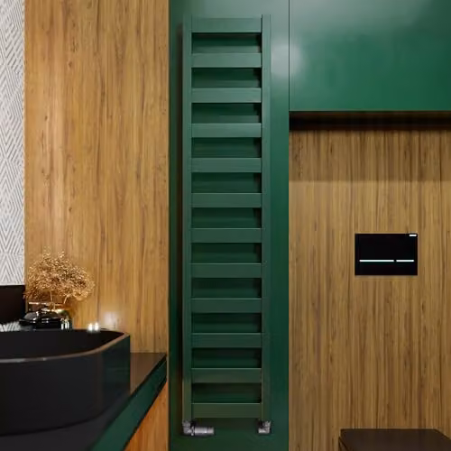 Terma Vivo Wall Mounted Heated Towel Rail, Matt Green RAL 6028, H: 139 cm, W: 30 cm – 1