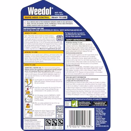 Weedol Path and Gravel Weedkiller with Manual Sprayer, Glyphosate Free, 3 l – 2