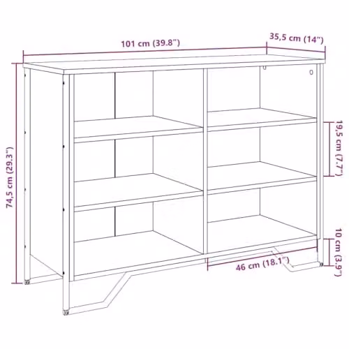 vidaXL Modern Black Sideboard in Matt Engineered Wood W/D/H: 101 x 35.5 x 74.5 cm – 3