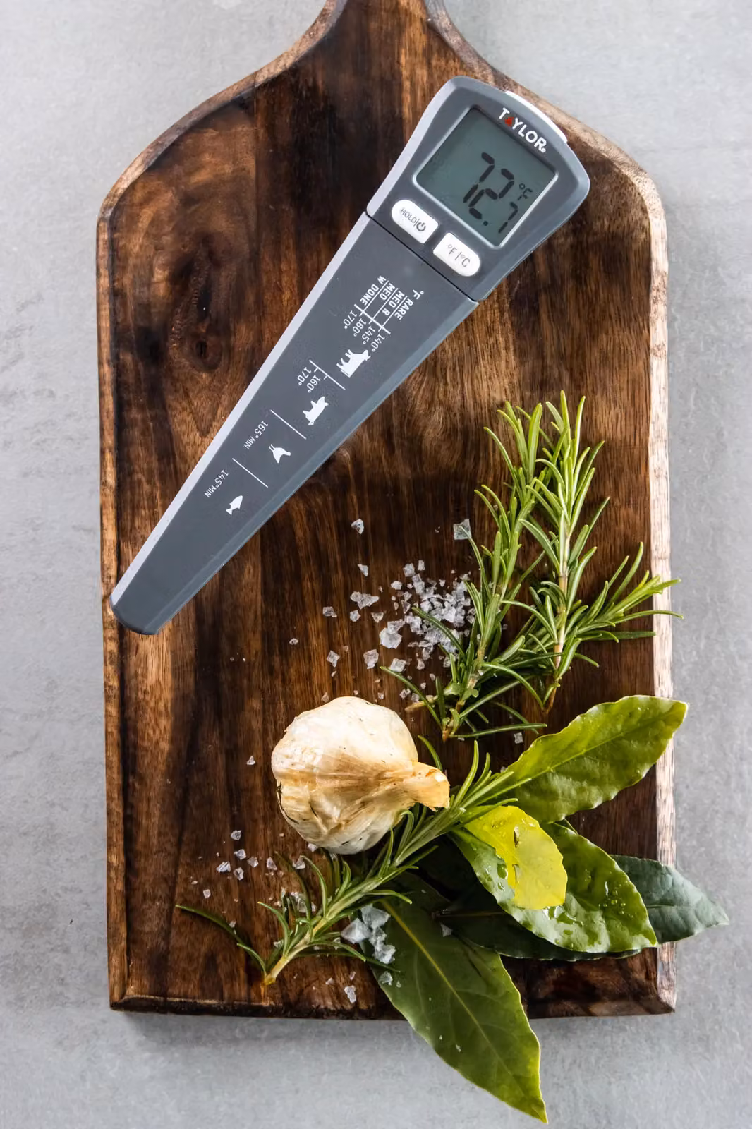 Taylor Pro USB Rechargeable Instant Read Digital Meat Thermometer in Black or Grey, W/D/H: 20.5 x 2.5 x 5.7 cm – 12