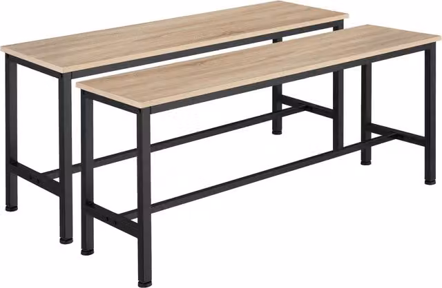 Tectake Fairfield Pair of Industrial Benches in Oak Sonoma and Black, W/D/H: 108 x 32.5 x 50 cm