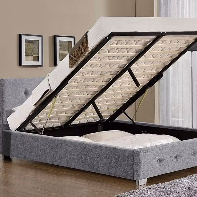 Modernique Marvelous Ottoman Storage Small Double Bed in Grey