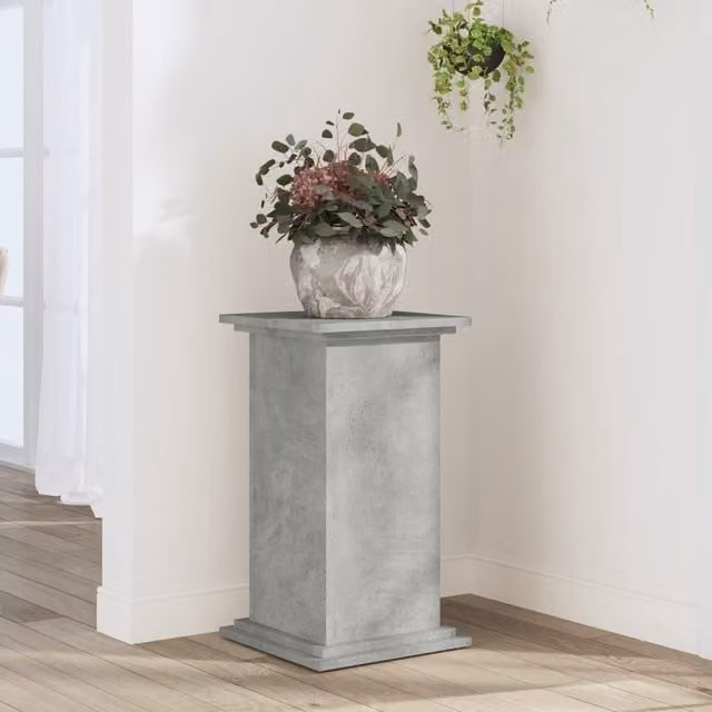 Berkfield Home Modern Square Plant Stand in Concrete Grey, W/D/H: 33 x 33 x 60 cm – 1