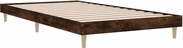 Berkfield Home Durable Bed Frame in Smoked Oak and Eucalyptus Wood, Brown, W: 100 cm, D: 200 cm, H: 20 cm – 1