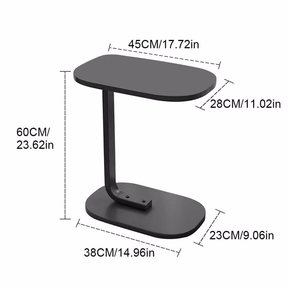 Ventryn Black C Shaped Side Table and Coffee Desk – 2