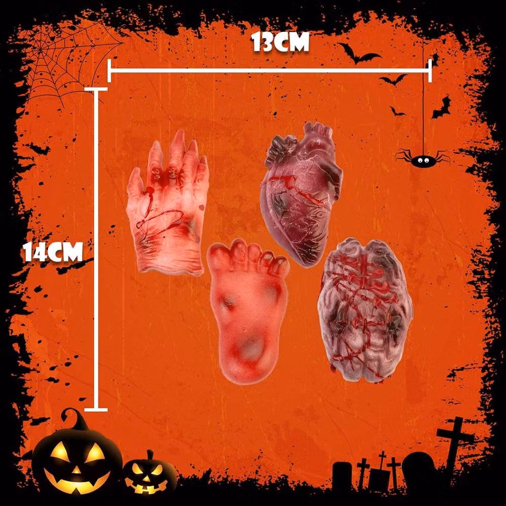 VFM e-Store Halloween Squishy Body Parts Props, 4 Pack, Red and Multicolour – 2