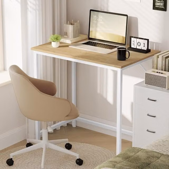 The Bazaarist Modern Writing Desk in Oak and White