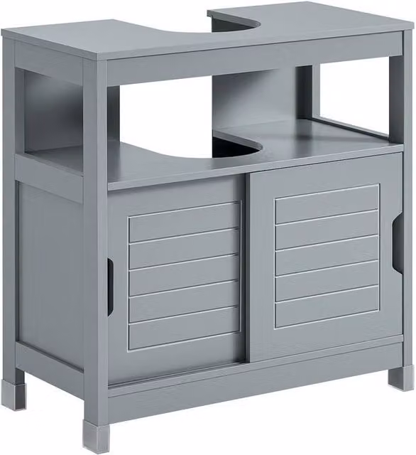 SoBuy Under Sink Cabinet with Sliding Doors in Grey, W: 60 cm, H: 60 cm – 1