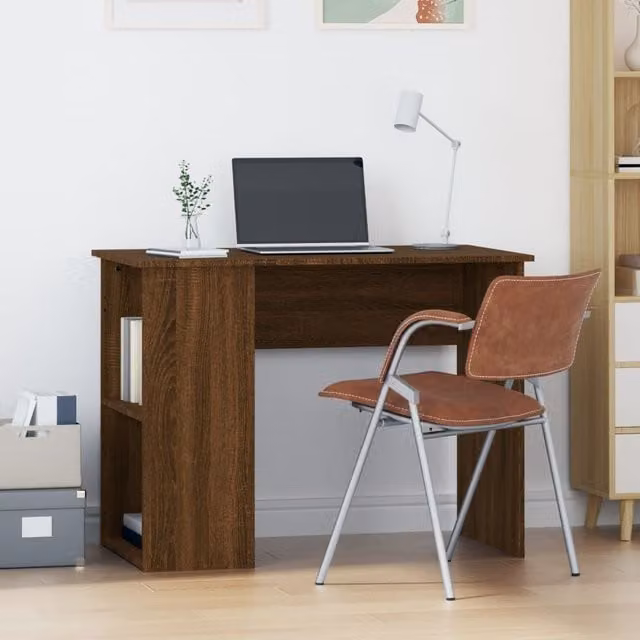 Berkfield Home Computer Desk in Brown Oak, W/D/H: 100 x 55 x 75 cm – 1