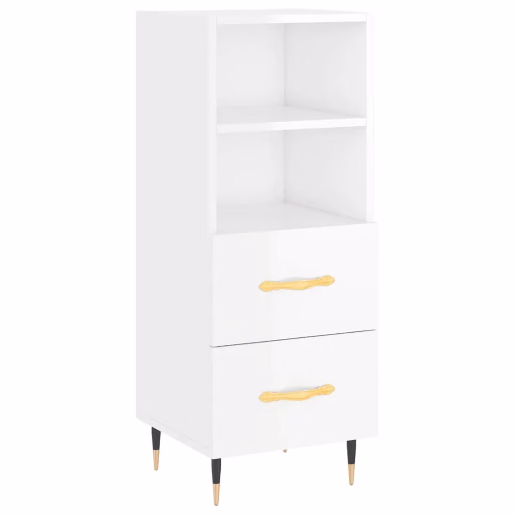 Berkfield Home Modern High Gloss White Sideboard, W/D/H: 34.5 x 34 x 90 cm – 2