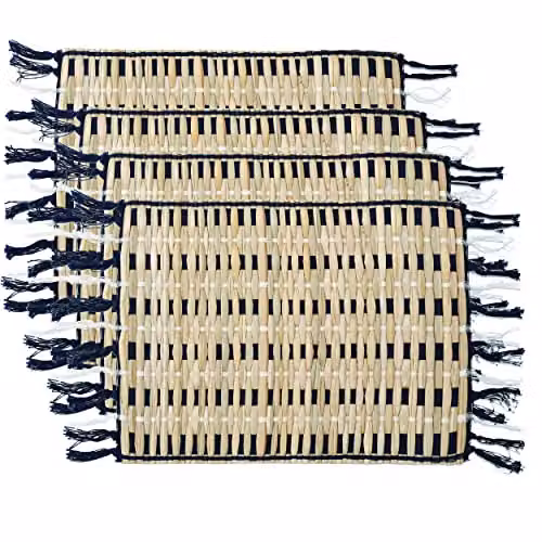 Creative Tops Set of 4 Napier Grass Woven Rectangular Placemats in Brown and Black, W/D: 30 x 23 cm – 1
