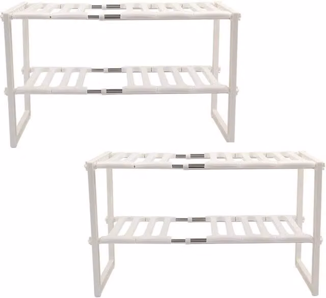 Kelvenix Multipurpose Under Sink Storage Caddy Rack, 2 Pack, White