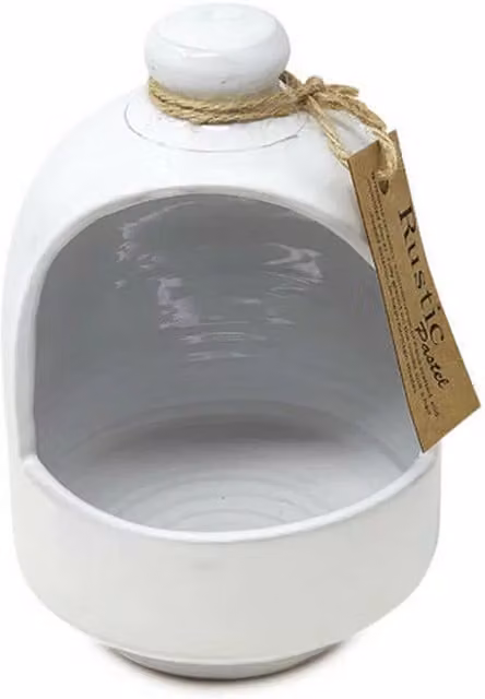 Verano Spanish Ceramics Rustic Pastel Fully Dipped Ceramic Salt Pig in White