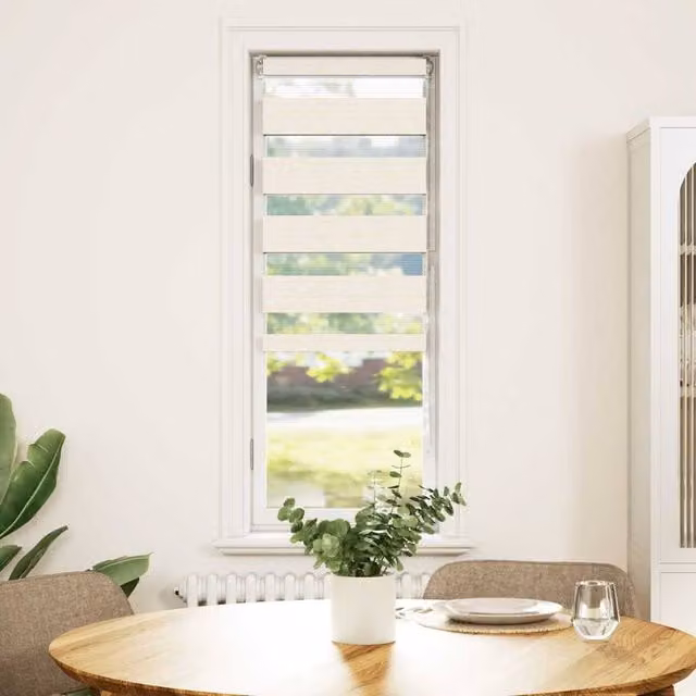 Berkfield Home Zebra Day and Night Blind in Marble Beige Polyester, W: 45 cm, H: 150 cm
