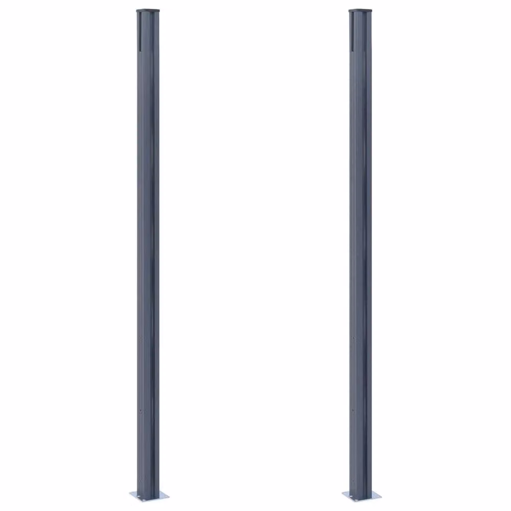 Berkfield Home Rectangular Aluminium Fence Posts, Dark Grey, 2 Pack, Height: 185 cm – 2