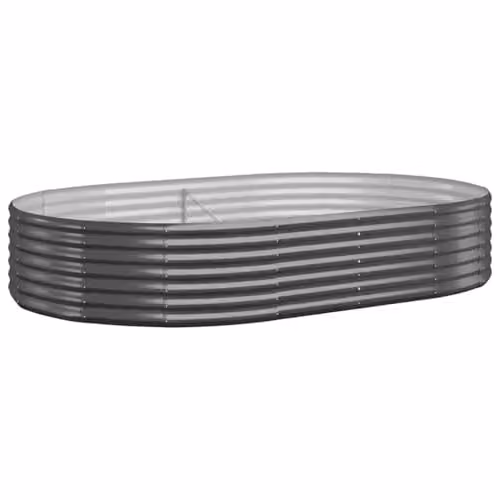 vidaXL Anthracite Galvanised Steel Garden Raised Bed W: 214 cm, D: 140 cm, H: 36 cm