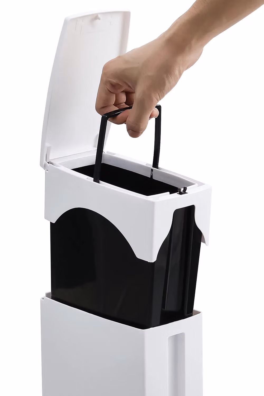Livingandhome 2-in-1 Slim Toilet Waste Bin and Brush Set in White – 4