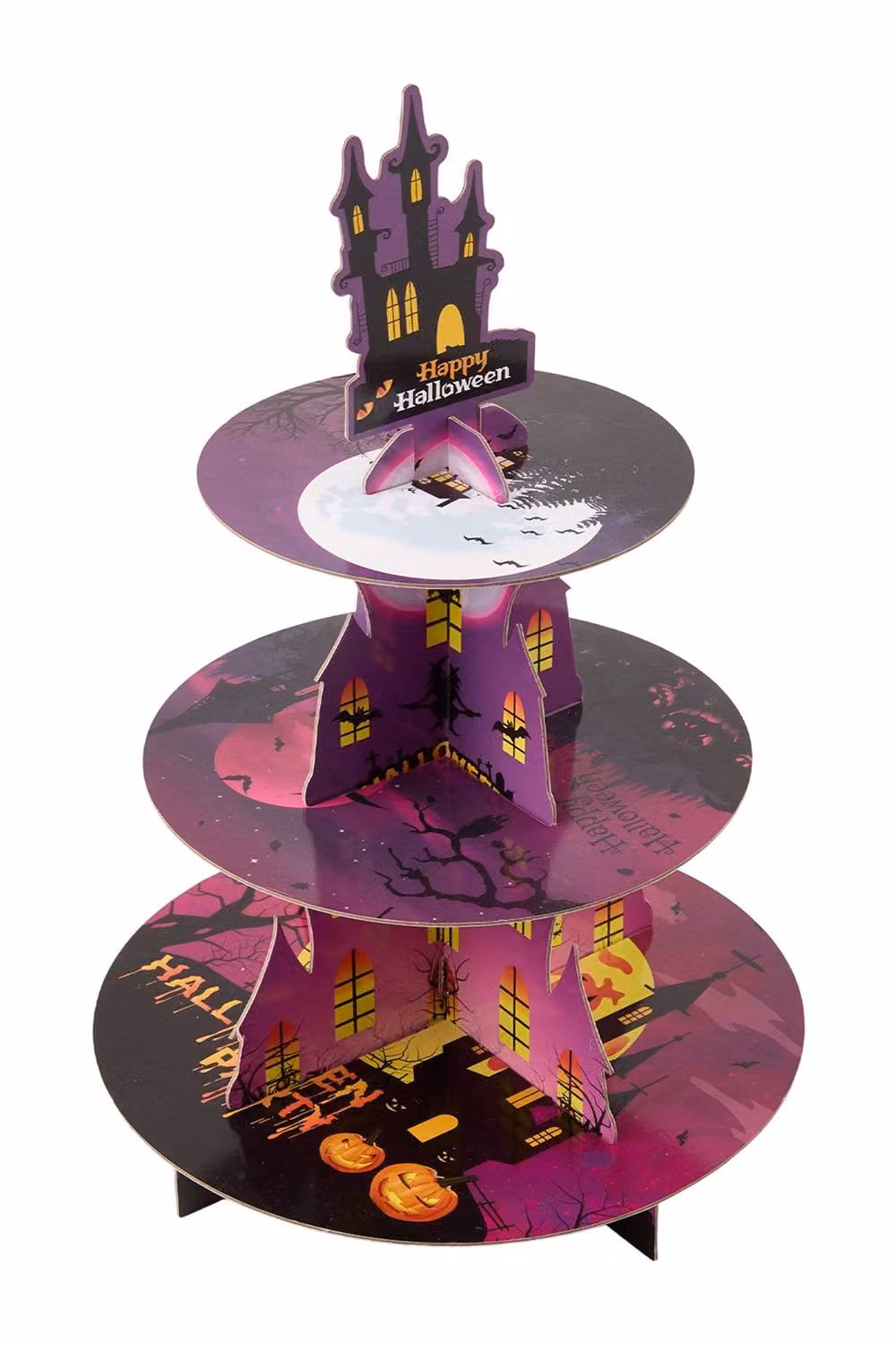 Living and Home 3-Tier Halloween Cardboard Cupcake Display Stand in Purple – 3