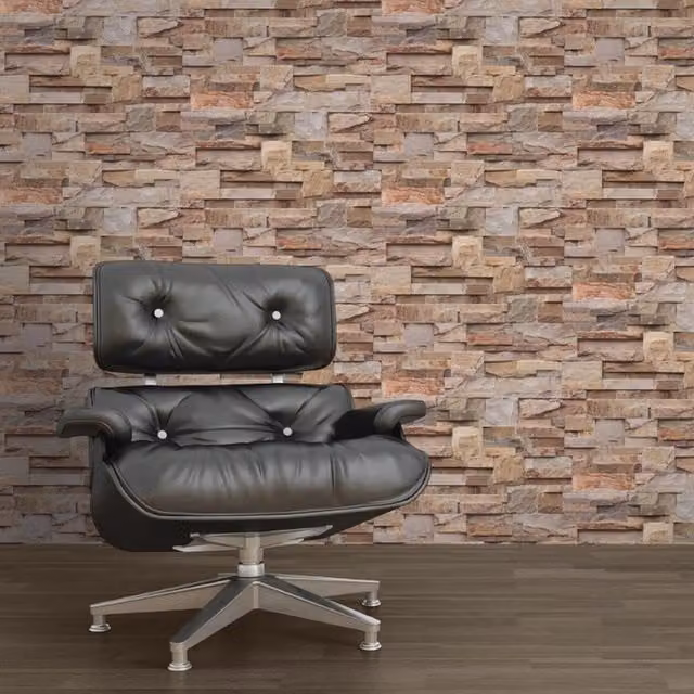 Ugepa Abstract Rustic Stone Look Wallpaper in Brown and Orange