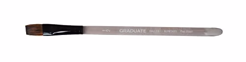 Daler-Rowney Graduate Watercolour Flat Wash Brush with Pony and Synthetic Blend, Short Handle, 1/2in, Brown