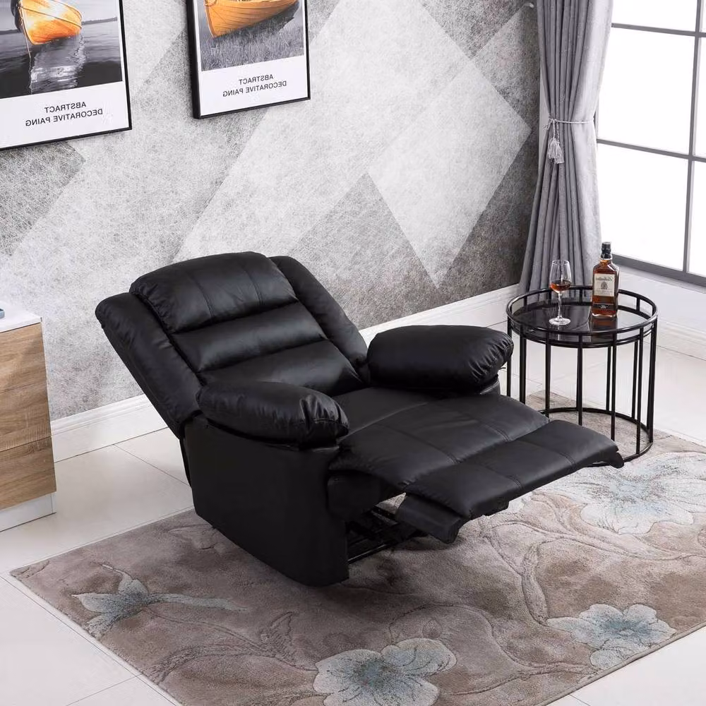 SquareBoxx Hawthorne Recliner Armchair in Black Synthetic Leather – 2