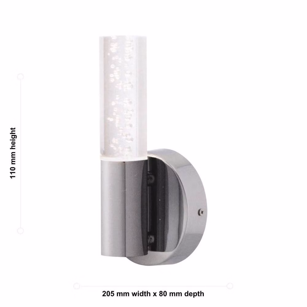 EONLION Modern Chrome LED Bathroom Wall Light with Transparent Acrylic Shade, IP44 Rated, Warm White – 2