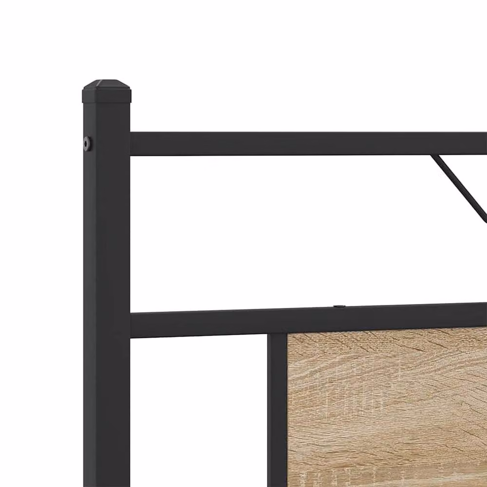 Berkfield Home Sonoma Oak Decorative Bed Frame in Light Brown, W/D/H: 183 x 188 x 91.5 cm – 3