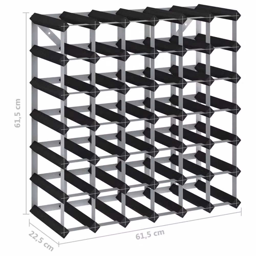 Berkfield Home Durable Black Solid Pine Wood Wine Rack for 42 Bottles, W/D/H: 61.5 x 22.5 x 61.5 cm – 4