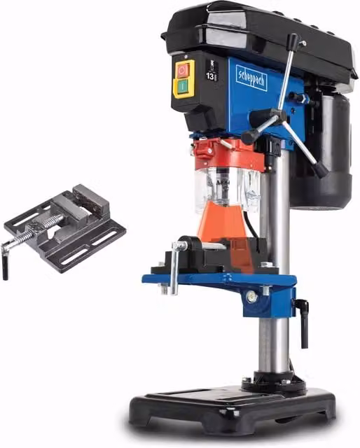 Scheppach DP16VLS 500W Benchtop Pillar Drill with Laser Guide and Tilting Table, Blue