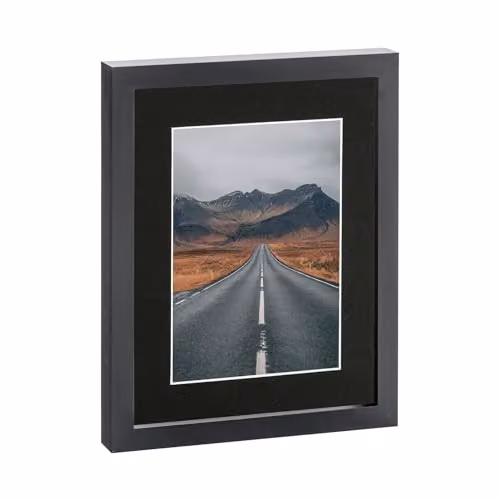 Nicola Spring Single Rectangular Photo Frame in Black with White Mount
