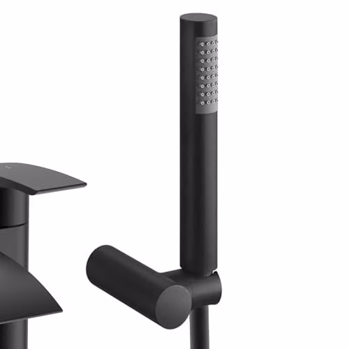 Nes Home Libra Waterfall Basin Mixer and Bath Mixer Tap Set with Pop-Up Waste, Matte Black – 3