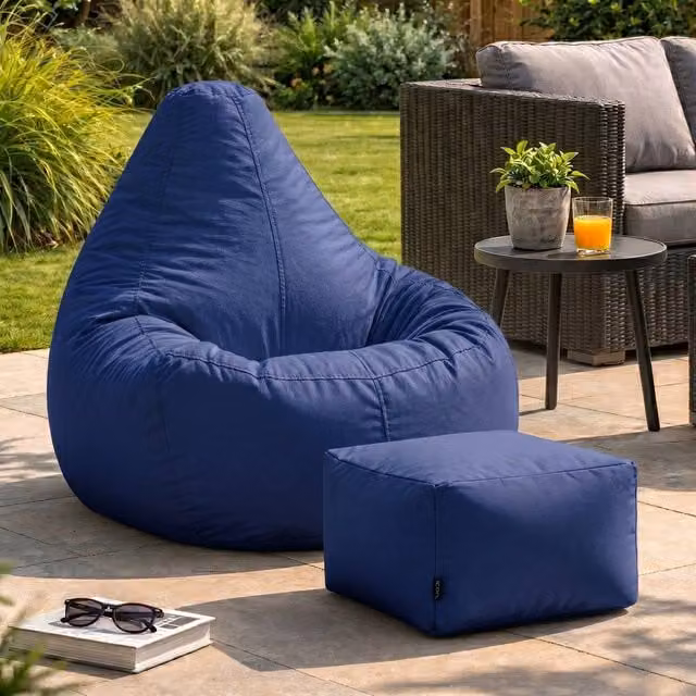 Bean Bag Bazaar icon Gaming Recliner Indoor and Outdoor Bean Bag with Footstool in Blue