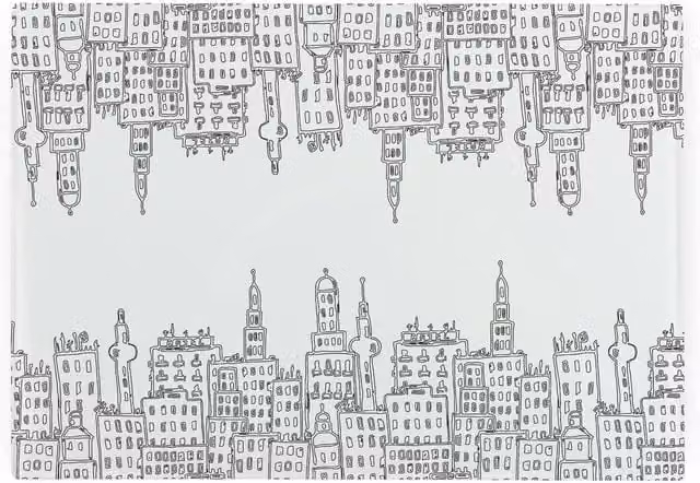 Purely Home Cityscape Rectangular Smooth Glass Worktop Saver Small Chopping Board in Black and White