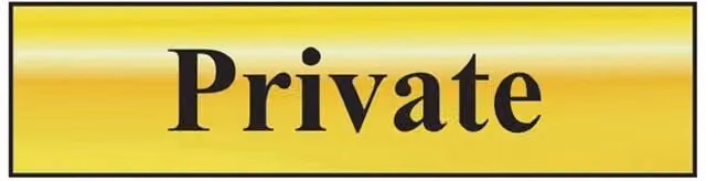 Scan Private Polished Brass Effect Sign in Yellow W: 200 mm, H: 50 mm