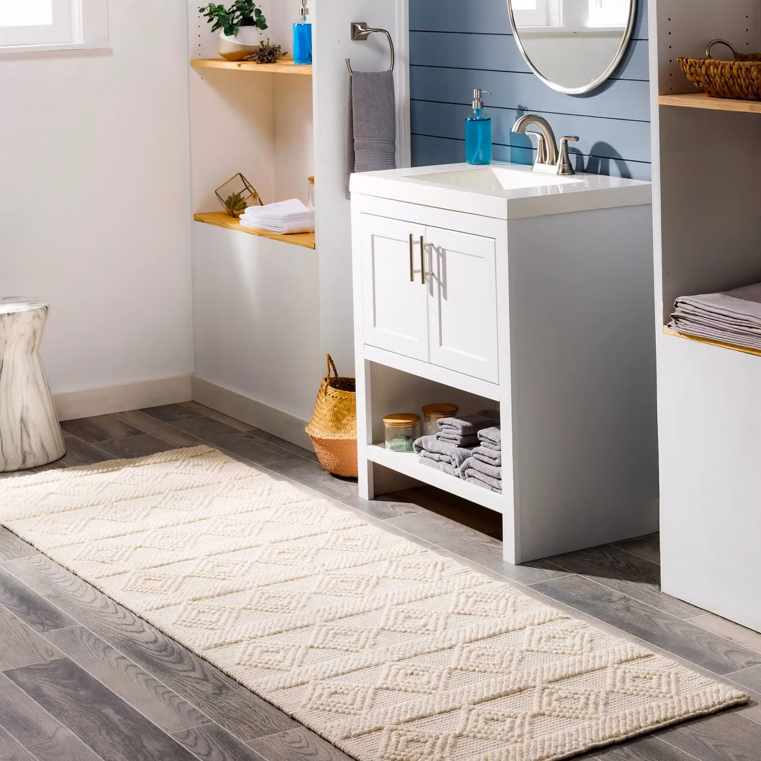 Livabliss Hygge Hand Woven Wool Cottage Rug in White, W: 80 cm, L: 250 cm – 3
