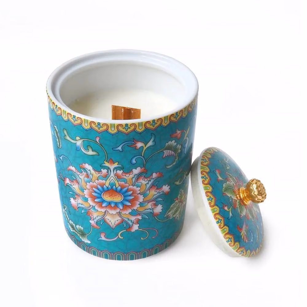 Candle Up Tranquil Teal Large Soy Wax Tabletop Candle in Petrol Multicolour – 3