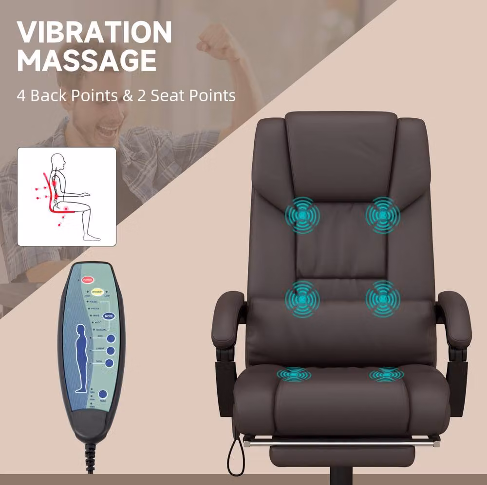 STILVORA Brown Synthetic Leather Executive Office Chair with Headrest and 360 Degree Swivel – 5