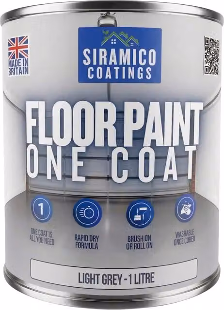 SIRAMICO COATINGS One Coat Anti-Slip Floor Paint, Water-Based, Light Grey, 1 l – 1