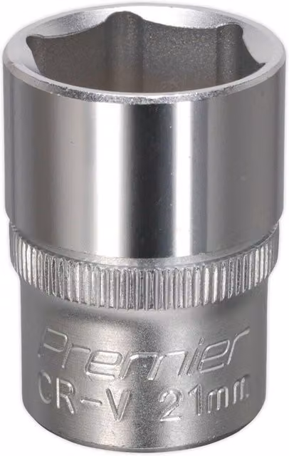 Loops 21mm Steel Drive Socket, 1/2 inch Square Drive, Chrome Vanadium, Silver