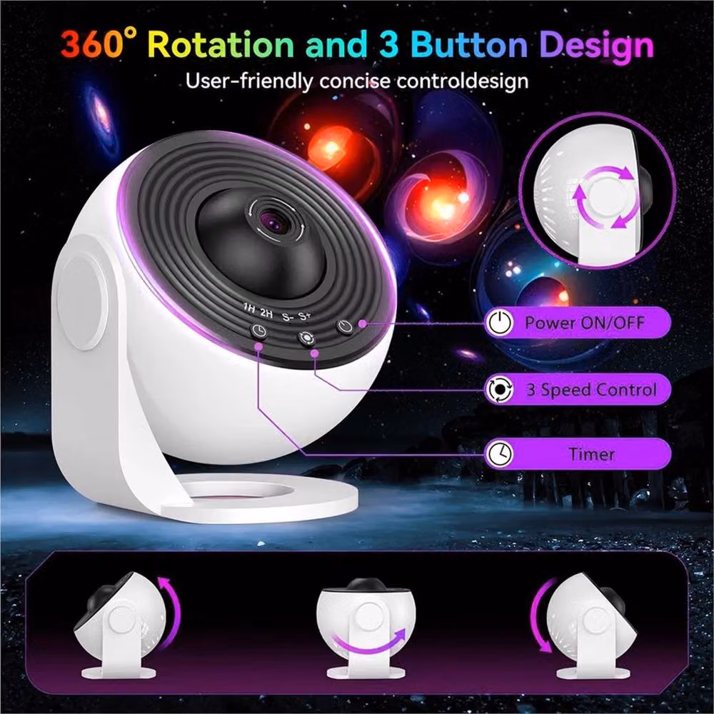 SPETLEK Planetarium Galaxy Starry Sky Projector 14in1 Night Light, White and Multicolour Tabletop Round Plastic Design – 4