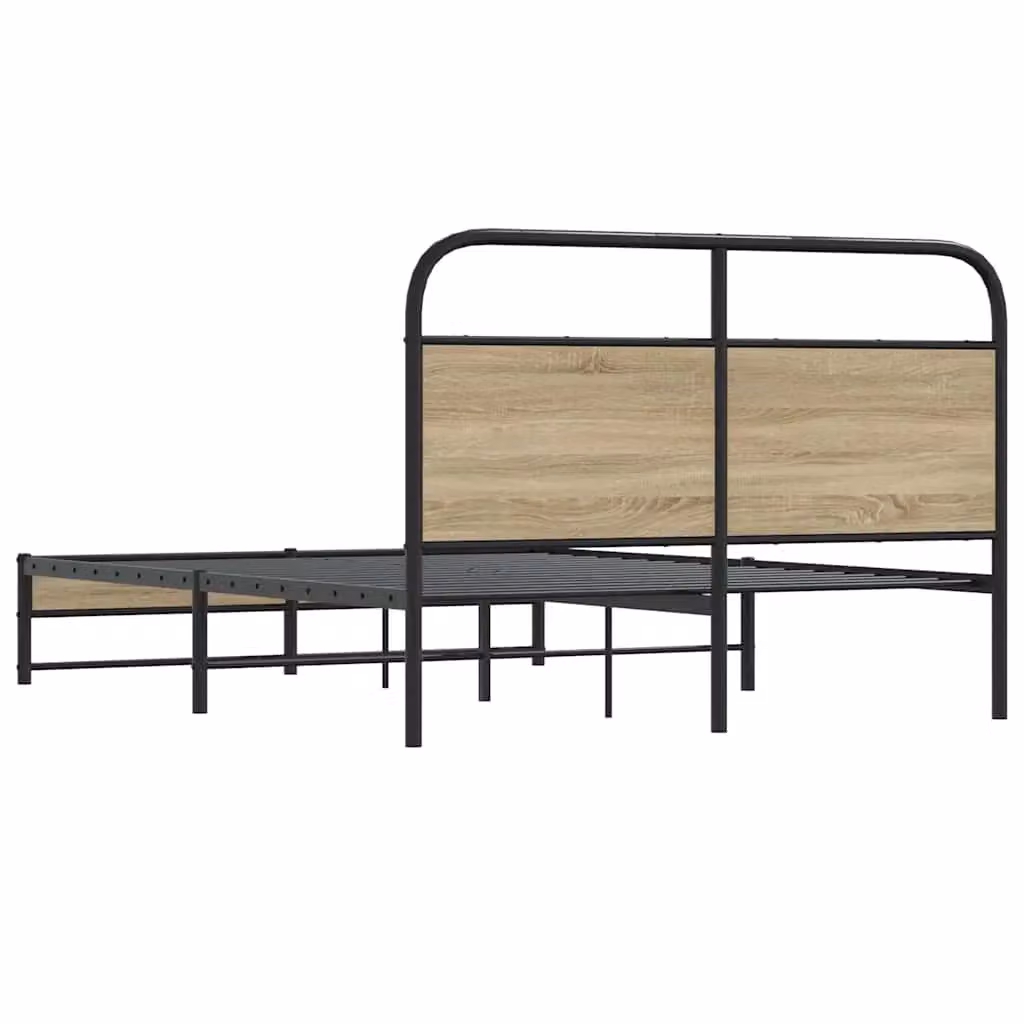 Berkfield Home Small Double Bed Frame in Smoked Oak and Brown Engineered Wood, W/D/H: 120 x 200 cm – 3