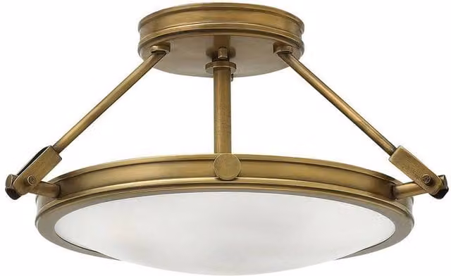 Netlighting Collier 3 Light Small Semi Flush Ceiling Light in Brass and Yellow with E14 Bulbs